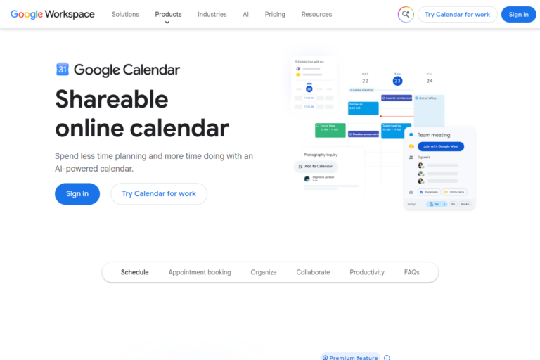 Google Calendar website